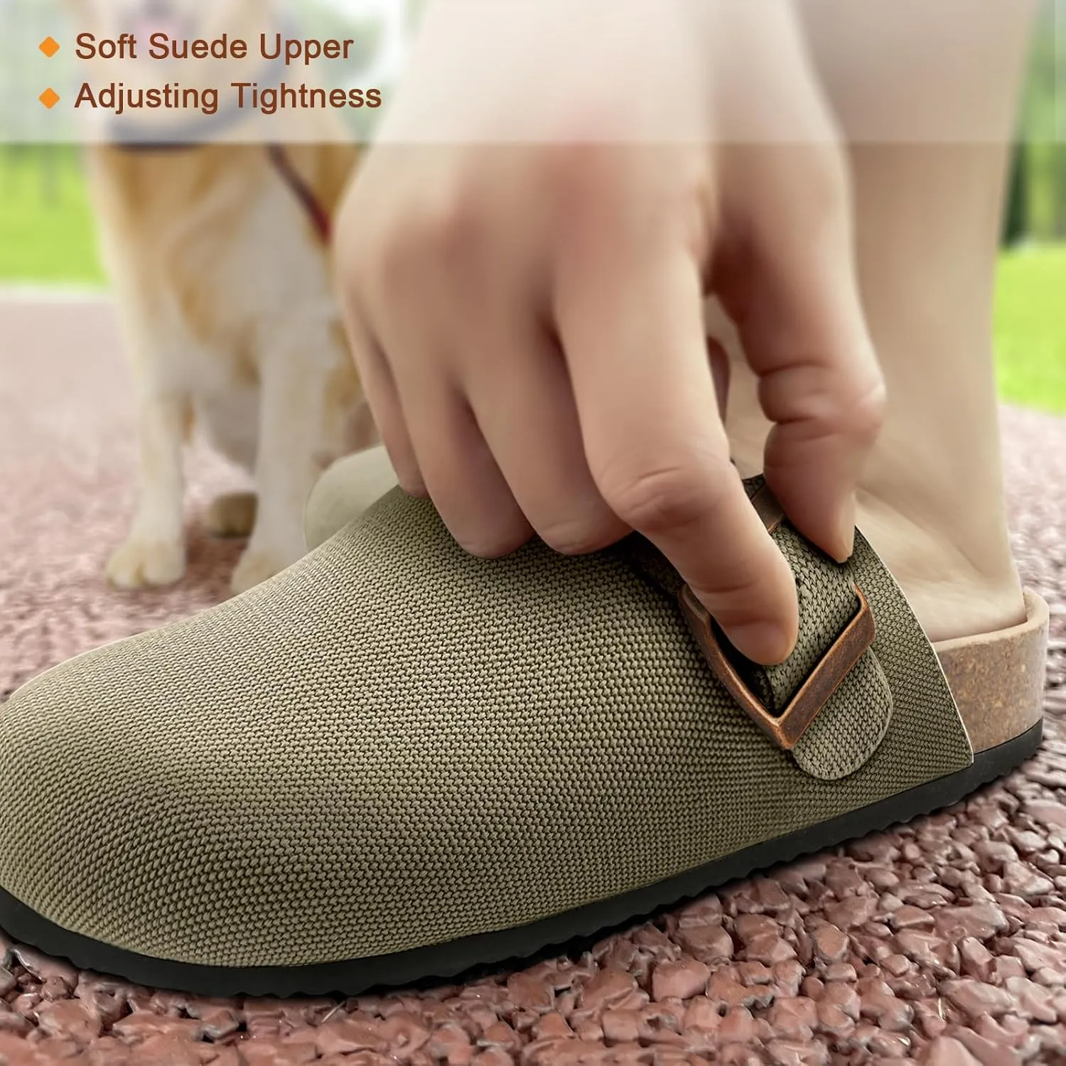 BULLIANT Men Clogs Mules Sandals Slippers Nurse Shoes Unisex-Suede Upper Cushioned Cork-Footbed