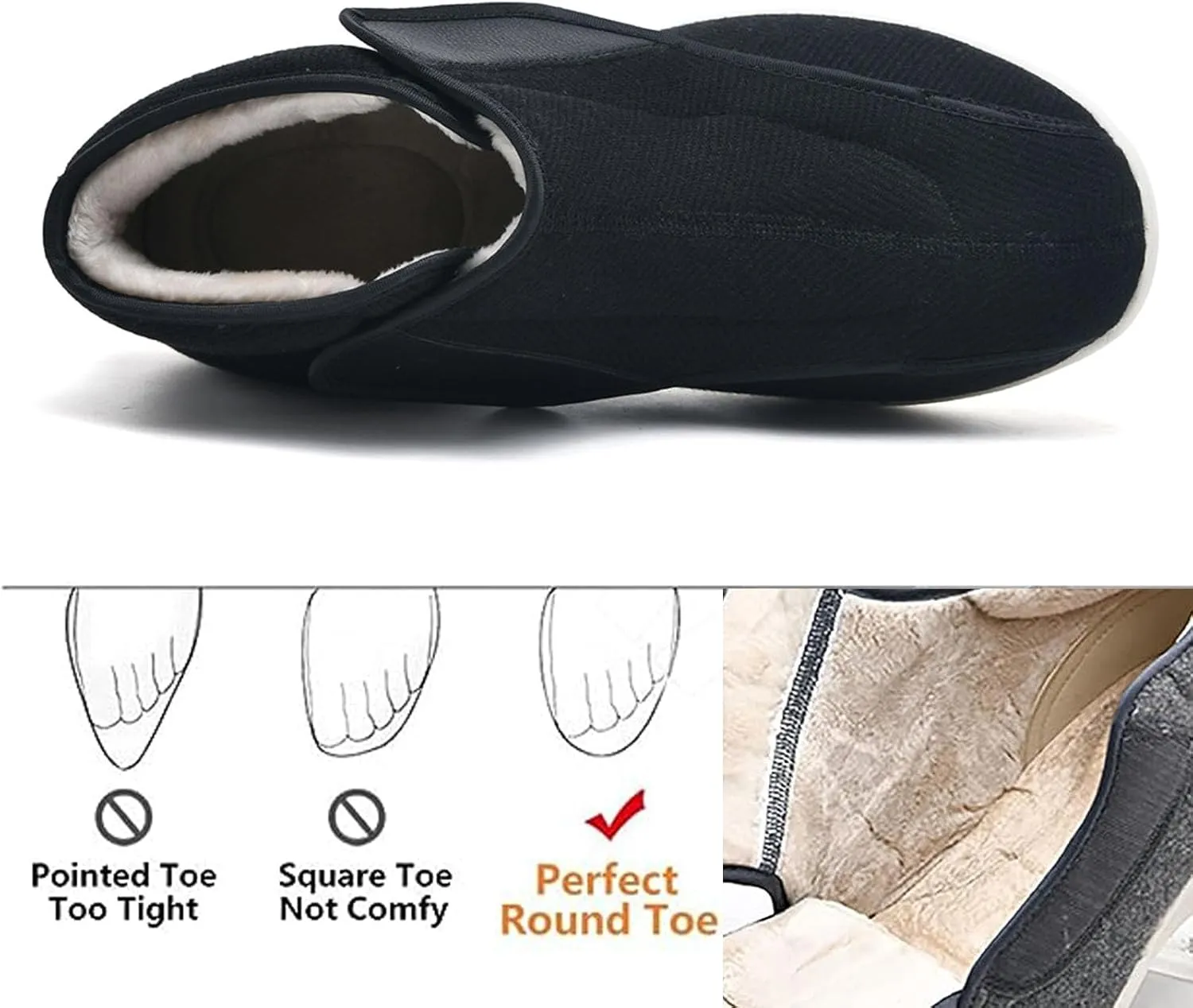 bumuam Women Wide Width Elderly Shoes,Adjustable Diabetic Shoes Easy to Slip On Wide Widths Shoes Orthopedic Edema Boots for Seniors Swollen Feet