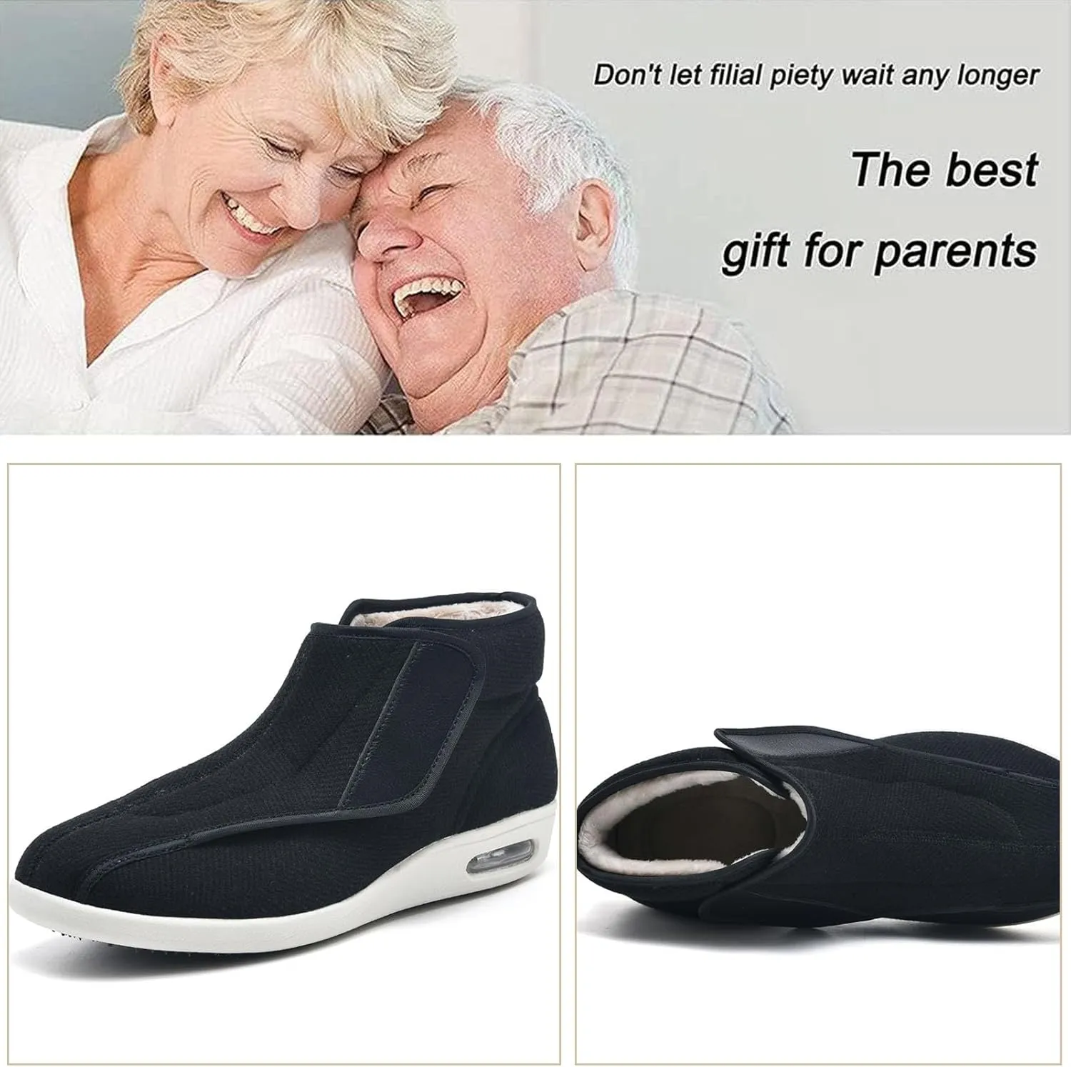 bumuam Women Wide Width Elderly Shoes,Adjustable Diabetic Shoes Easy to Slip On Wide Widths Shoes Orthopedic Edema Boots for Seniors Swollen Feet