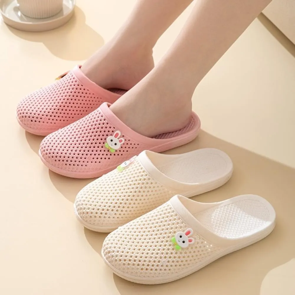 Bunny Slippers Bathroom Slippers Cave Flip-flops Flat Top Slippers Female Soft Sole Non-slip Indoor and Outdoor Wear Casual