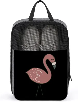 Campsite Flamingos Shoe Bags for Travel Portable Shoe Storage Organizer Large Shoe Pouch with Handle Gym Sport Must Have