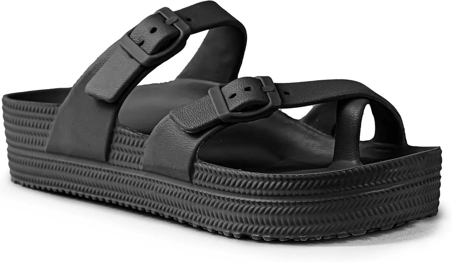 CAMVAVSR Womens Sandals with Arch Support - Comfortable Adjustable Buckles Beach Slides - Lightweight Summer Platform Sandal Chunky Cushioned