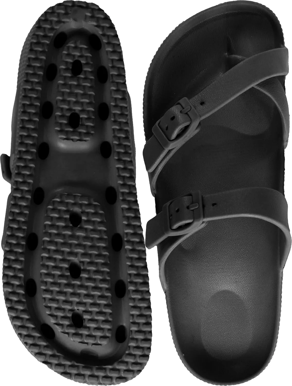 CAMVAVSR Womens Sandals with Arch Support - Comfortable Adjustable Buckles Beach Slides - Lightweight Summer Platform Sandal Chunky Cushioned
