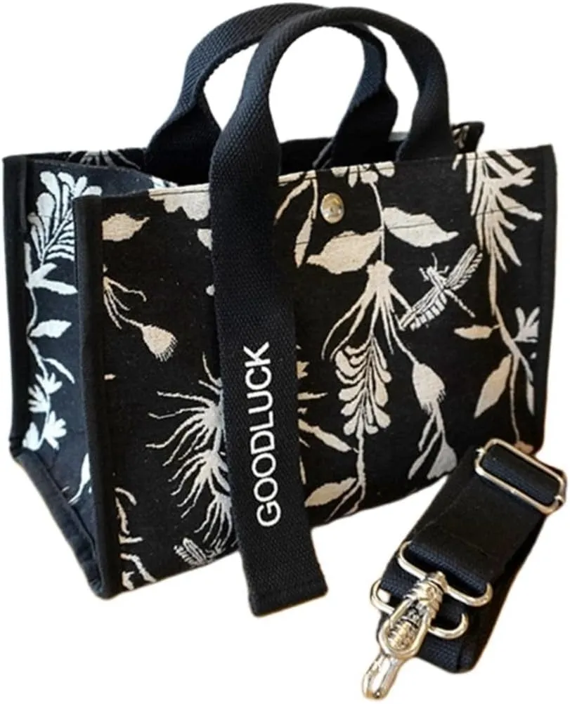 Canvas Crossbody Shoulder Bag for Women, Sling Tote with Handles & Removable Strap, Fanny Pack Travel Handbag