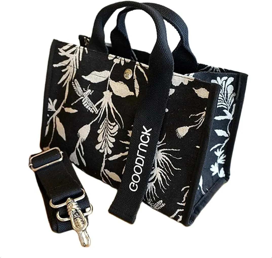 Canvas Crossbody Shoulder Bag for Women, Sling Tote with Handles & Removable Strap, Fanny Pack Travel Handbag