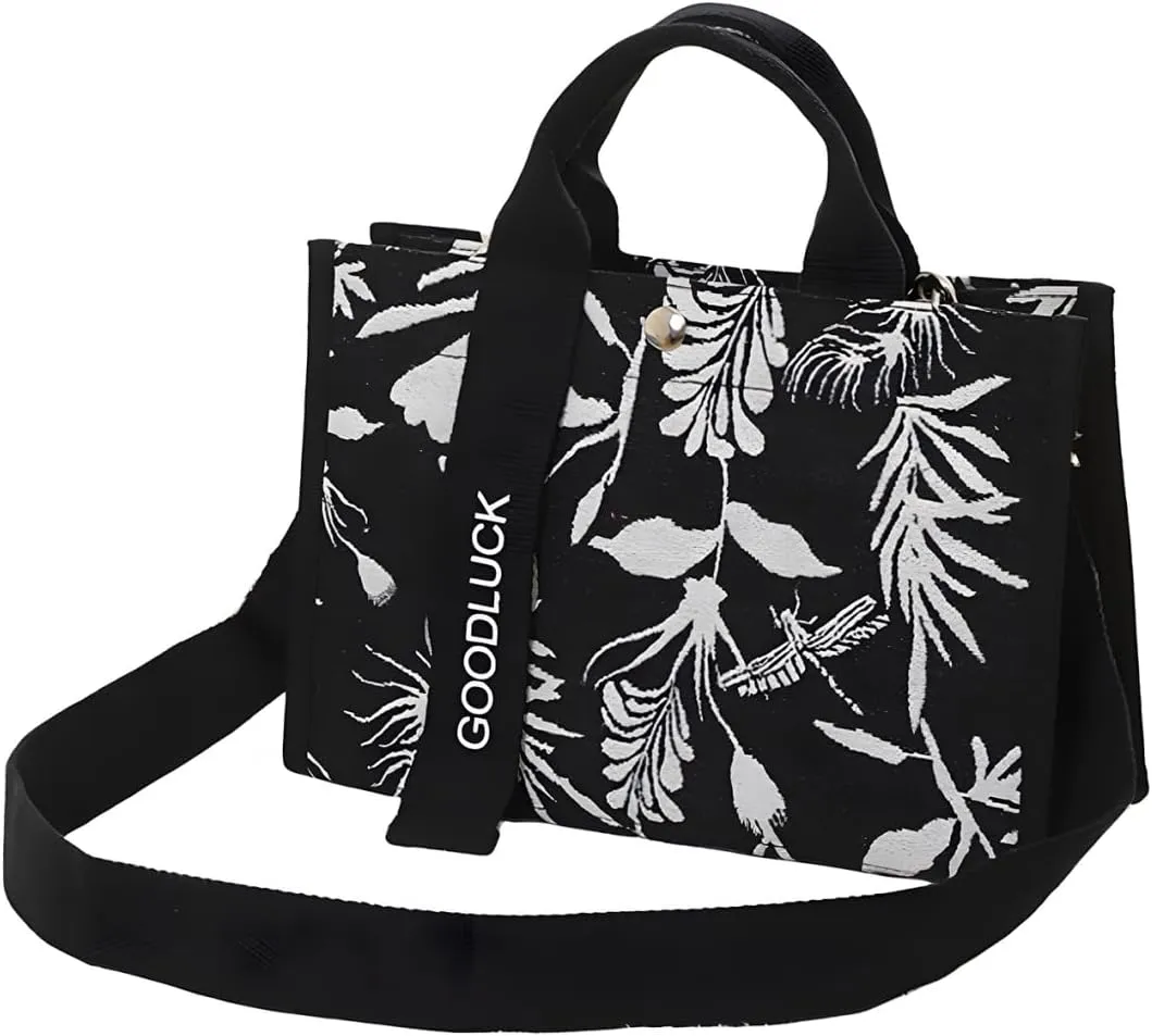 Canvas Crossbody Shoulder Bag for Women, Sling Tote with Handles & Removable Strap, Fanny Pack Travel Handbag