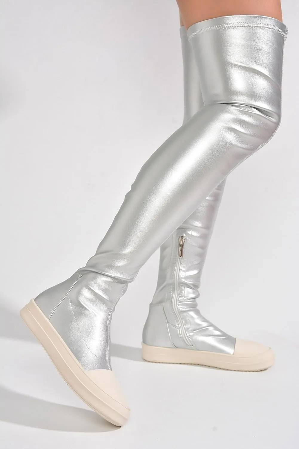 Cape Robbin Women Lug Sole Over the Knee Thigh high Round Toe Flat boots