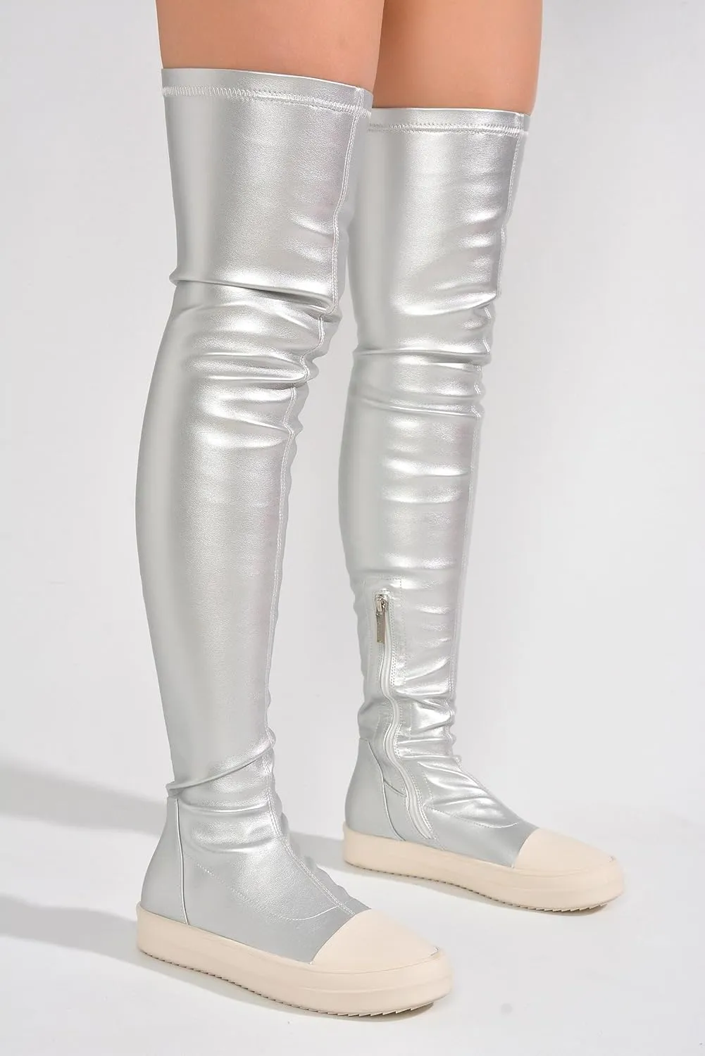 Cape Robbin Women Lug Sole Over the Knee Thigh high Round Toe Flat boots