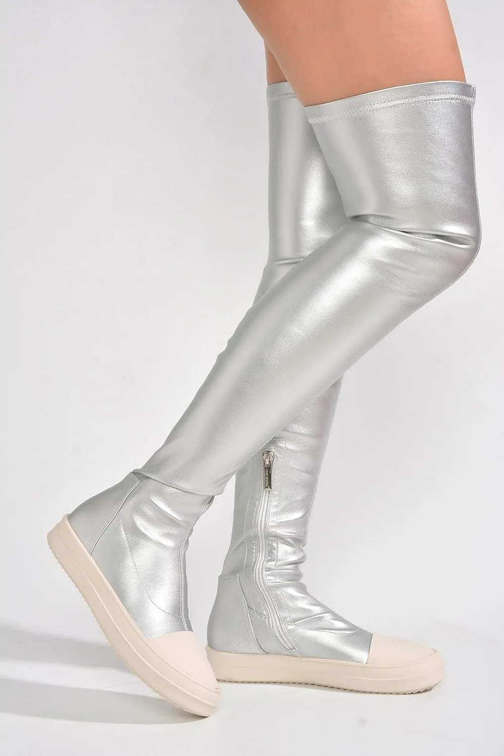 Cape Robbin Women Lug Sole Over the Knee Thigh high Round Toe Flat boots