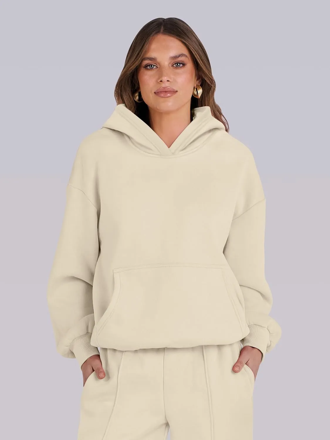 Caracilia Women's 2 Piece Outfits Sweatsuit Sets Oversized Hoodies Wide Leg Sweatpant Tracksuit 2024 Fall Matching Lounge Set