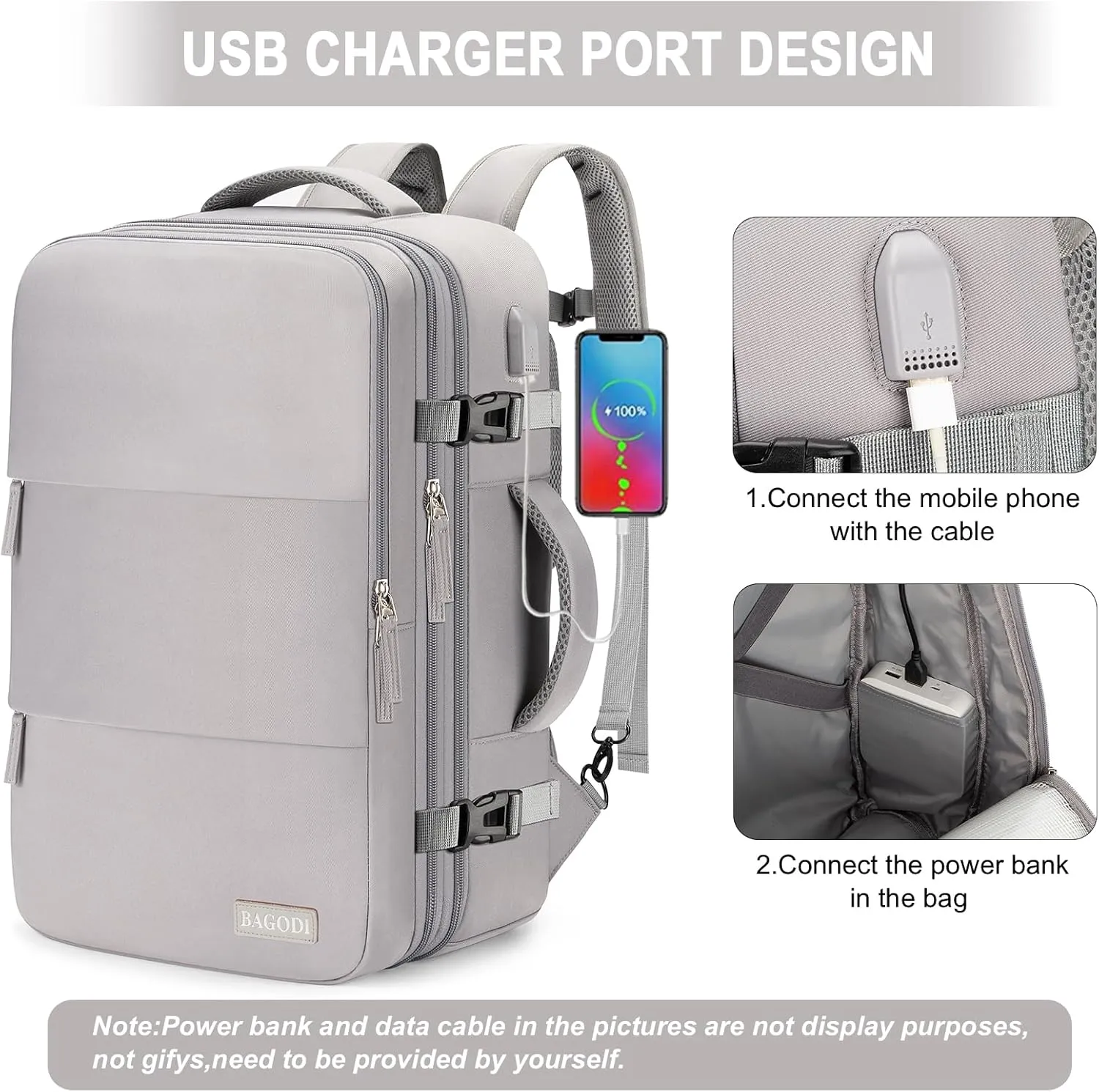 Carry-On Backpack - 42L Airline Approved Travel Backpack for Men & Women - Waterproof Business & Gym Laptop Daypack - Casual Daypack for Business & Weekend Hiking
