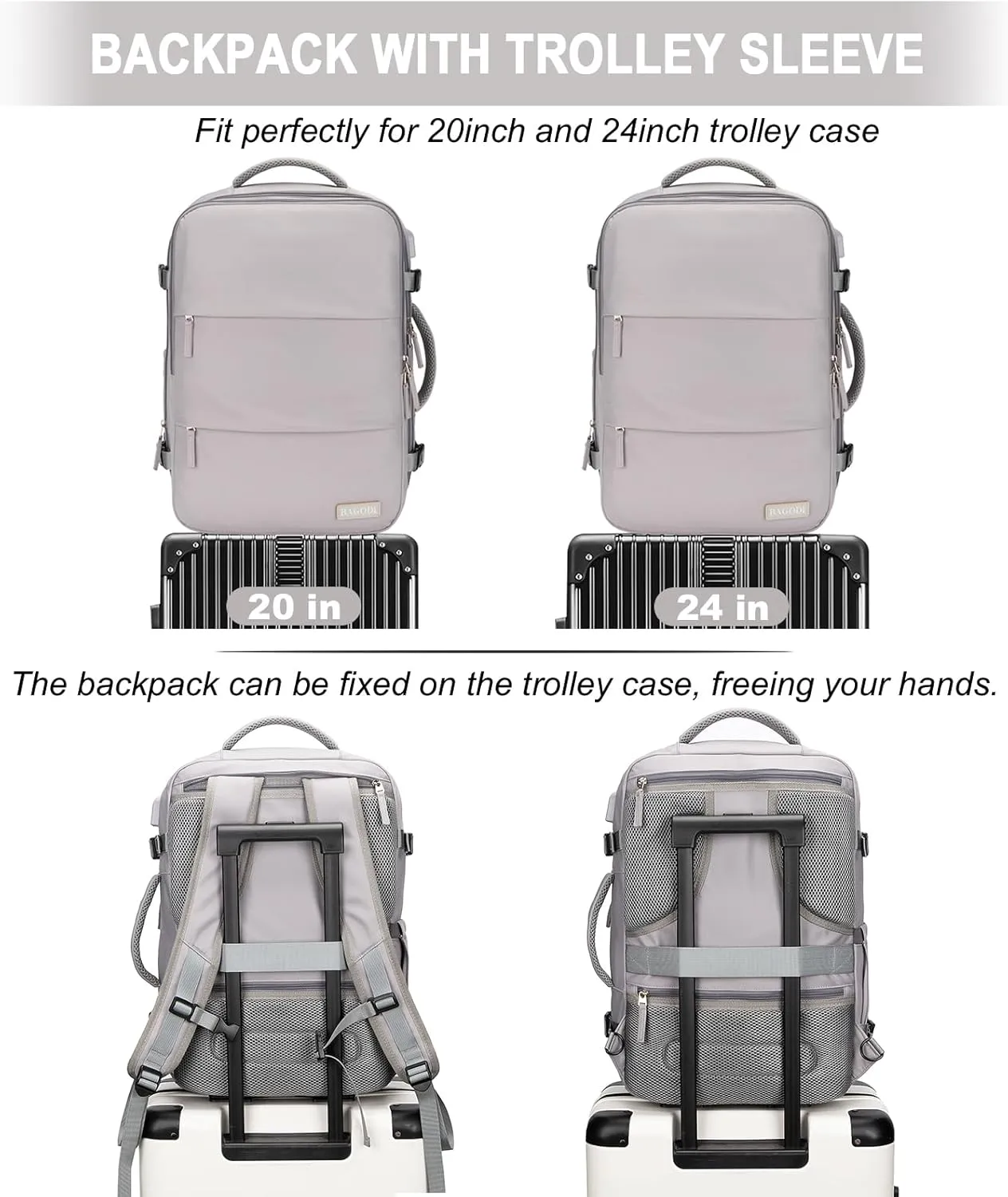 Carry-On Backpack - 42L Airline Approved Travel Backpack for Men & Women - Waterproof Business & Gym Laptop Daypack - Casual Daypack for Business & Weekend Hiking