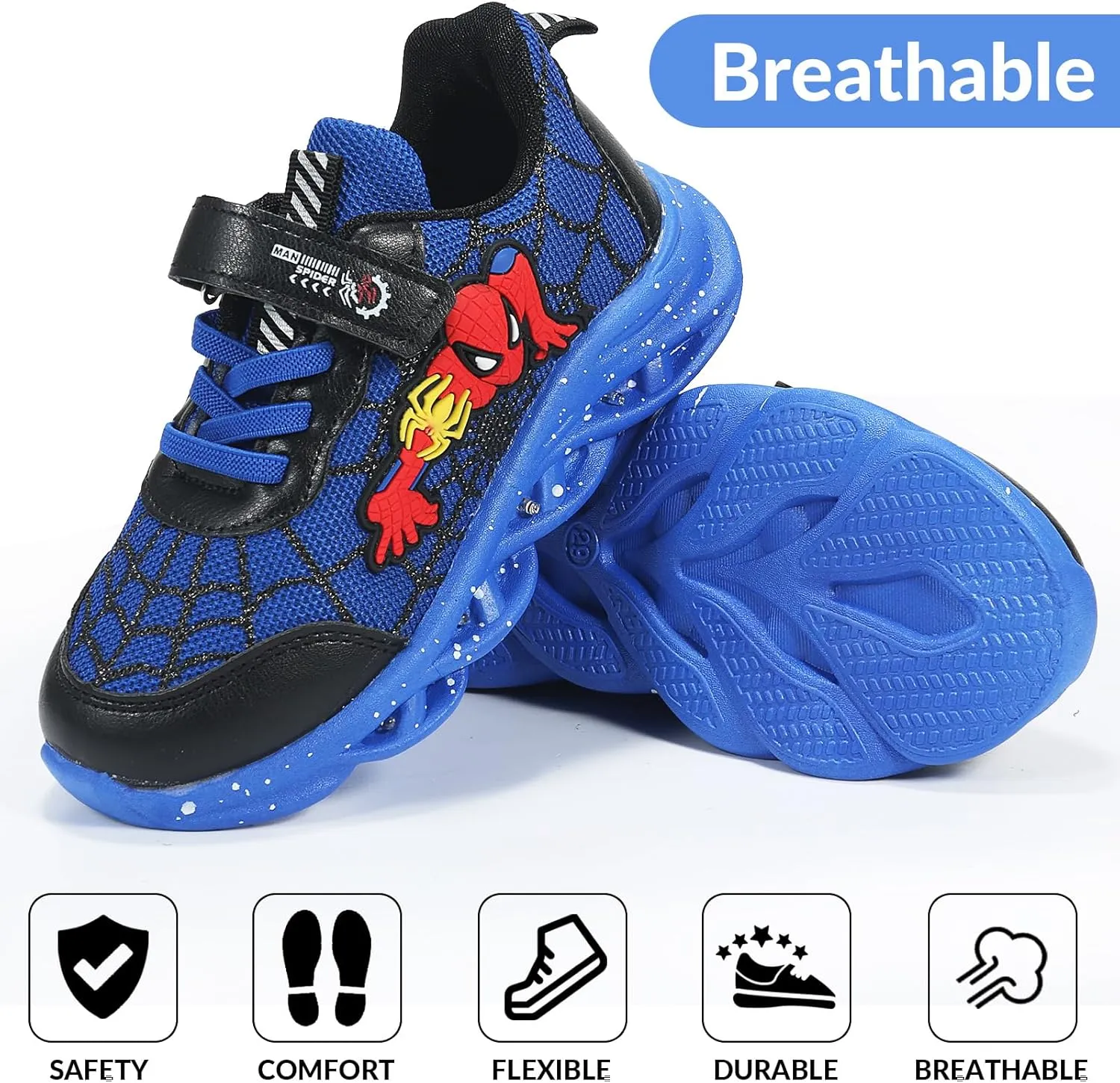 Cartoon LED Illuminated Sneakers for Outdoor Sports and Running with Breathable Design