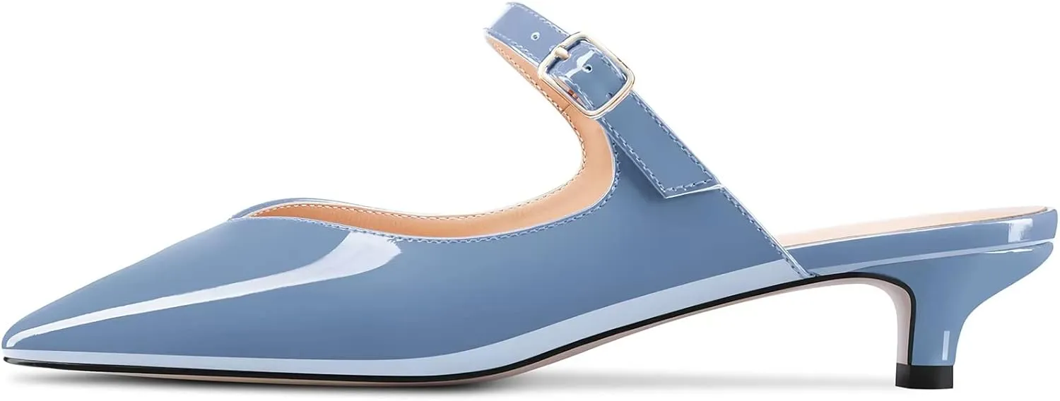 Castamere Women Low Kitten Heel Square Toe Slip-on Pumps Wedding Dress 1.2 Inches Heels
