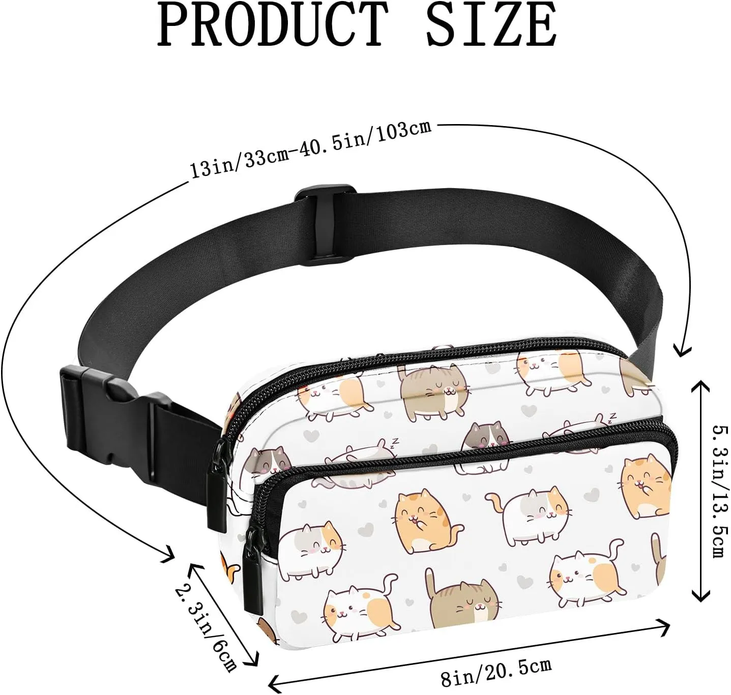 Cat Fanny Pack Women Belt Bag Fashion Waist Pack Easy for Store with Adjustable Strap Traveling Hiking Running Walking