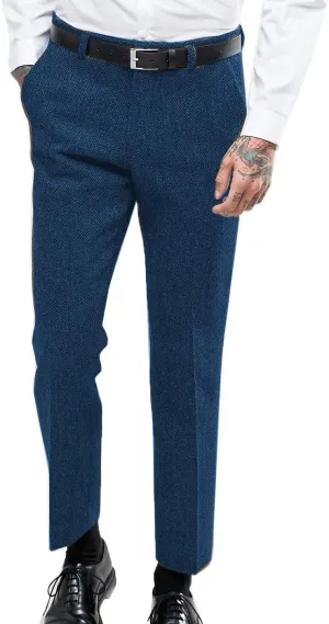 Ceehuteey Men's Retro Dress Suit Pants Thick Wool Flat Front Herringbone Tweed Trousers
