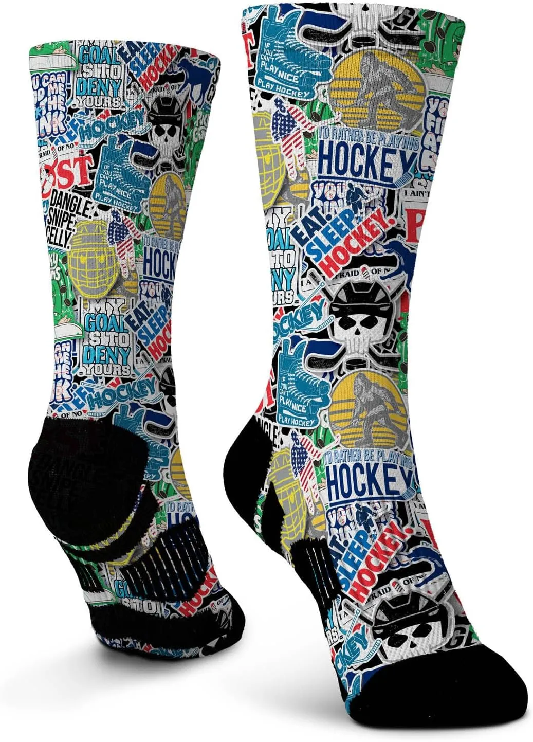 ChalkTalkSPORTS Hockey Performance Mid-Calf Socks - Ice Life - Graphic Flex Hockey Socks - Youth and Adult