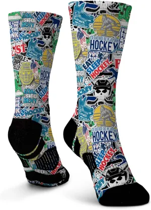 ChalkTalkSPORTS Hockey Performance Mid-Calf Socks - Ice Life - Graphic Flex Hockey Socks - Youth and Adult