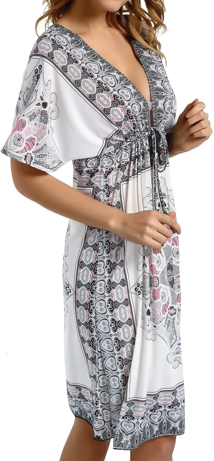 CHERRY CAT Women Cover Ups Swimsuit Casual Loose Beach Dress