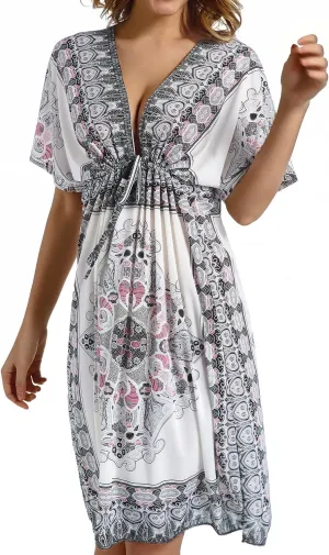 CHERRY CAT Women Cover Ups Swimsuit Casual Loose Beach Dress