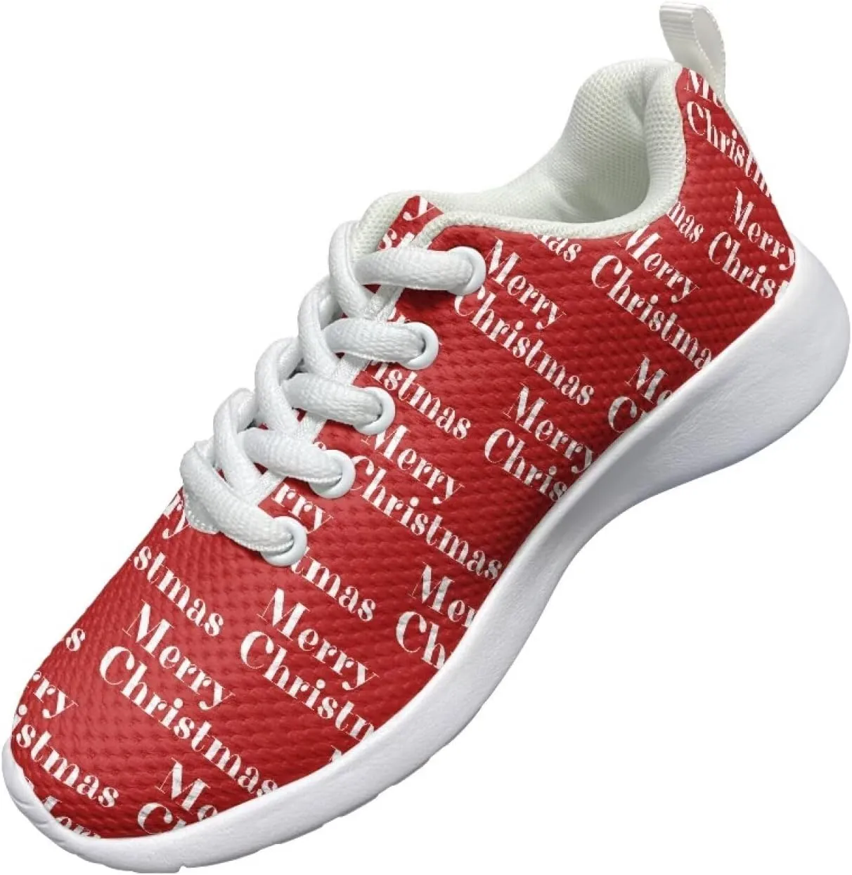 Children's Christmas Sneaker Cozy Lightweight Breathable Anti-Skid Hiking Shoes for Big Kids Athletic Lace-Up Walking Sneaker for Litter Kids US 11.5-3