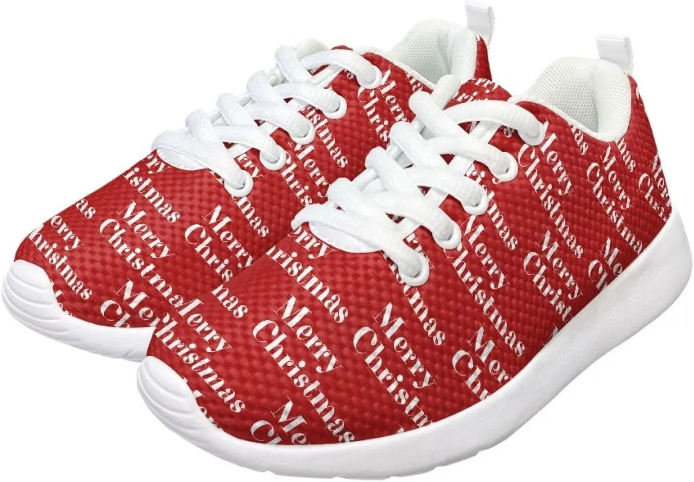 Children's Christmas Sneaker Cozy Lightweight Breathable Anti-Skid Hiking Shoes for Big Kids Athletic Lace-Up Walking Sneaker for Litter Kids US 11.5-3