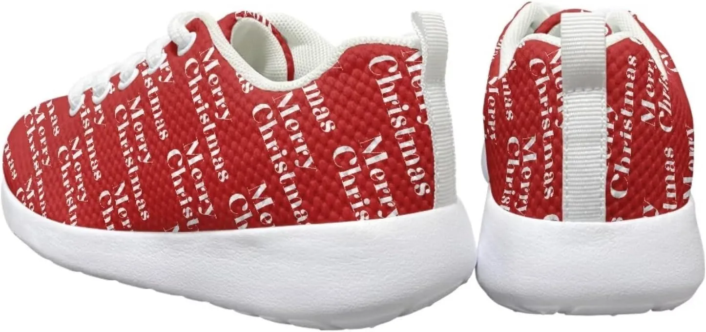 Children's Christmas Sneaker Cozy Lightweight Breathable Anti-Skid Hiking Shoes for Big Kids Athletic Lace-Up Walking Sneaker for Litter Kids US 11.5-3