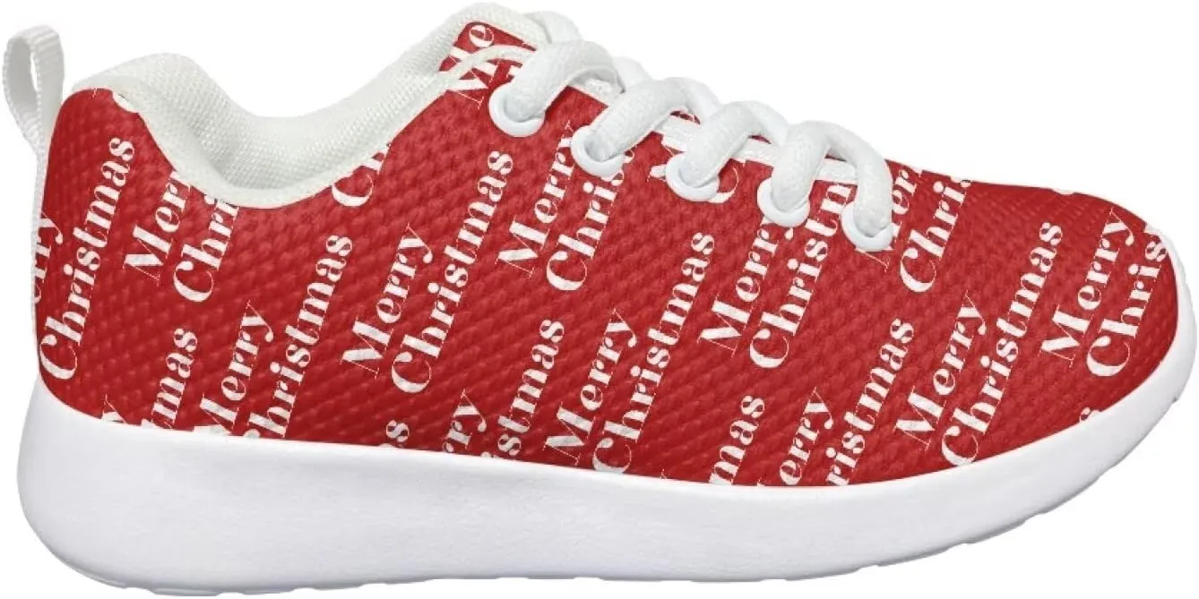 Children's Christmas Sneaker Cozy Lightweight Breathable Anti-Skid Hiking Shoes for Big Kids Athletic Lace-Up Walking Sneaker for Litter Kids US 11.5-3