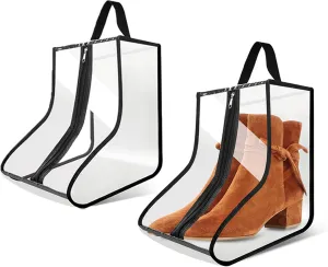 CiBiZi Clear Boot Bags Organizer for Travel Waterproof Cowboy Boots Bag Portable Shoe Travel Bag for Women Hangable Ski Boot Bag Dust-free Tall Boot Storage Bag