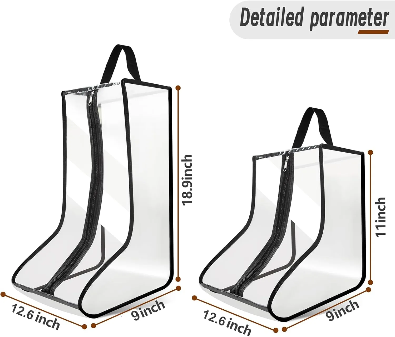 CiBiZi Clear Boot Bags Organizer for Travel Waterproof Cowboy Boots Bag Portable Shoe Travel Bag for Women Hangable Ski Boot Bag Dust-free Tall Boot Storage Bag