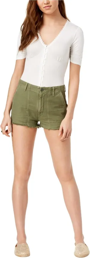 Citizens of Humanity Womens Meghan Frayed Casual Cargo Shorts, Green, 32