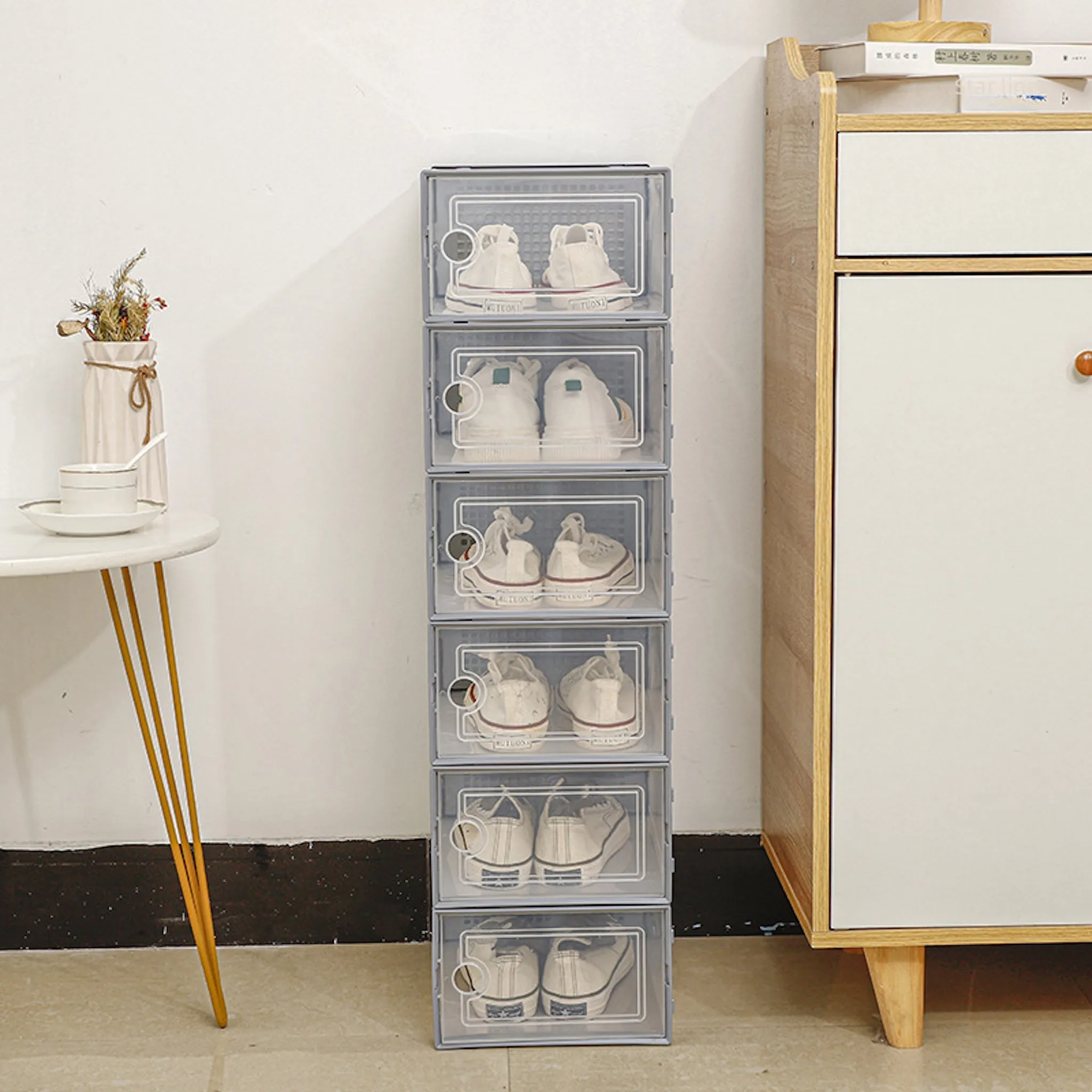 Clear Stackable Shoe Boxes – Space-Saving Storage with Front Door Access
