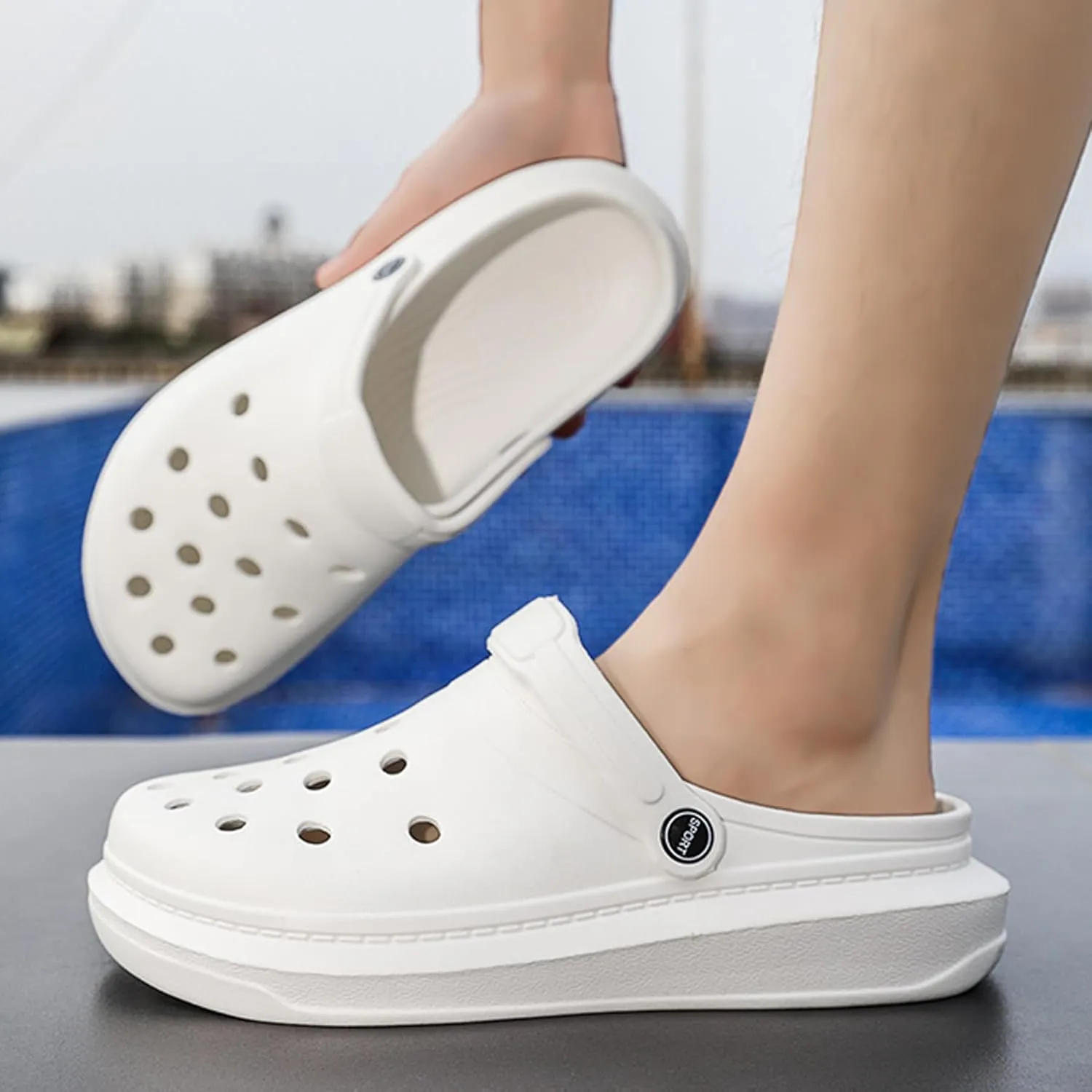 Clogs for Men Women - Slip-On Garden Shoes Sandals with Arch Support, Cushioned Comfort for Beach Pool Summer Outdoor Activities