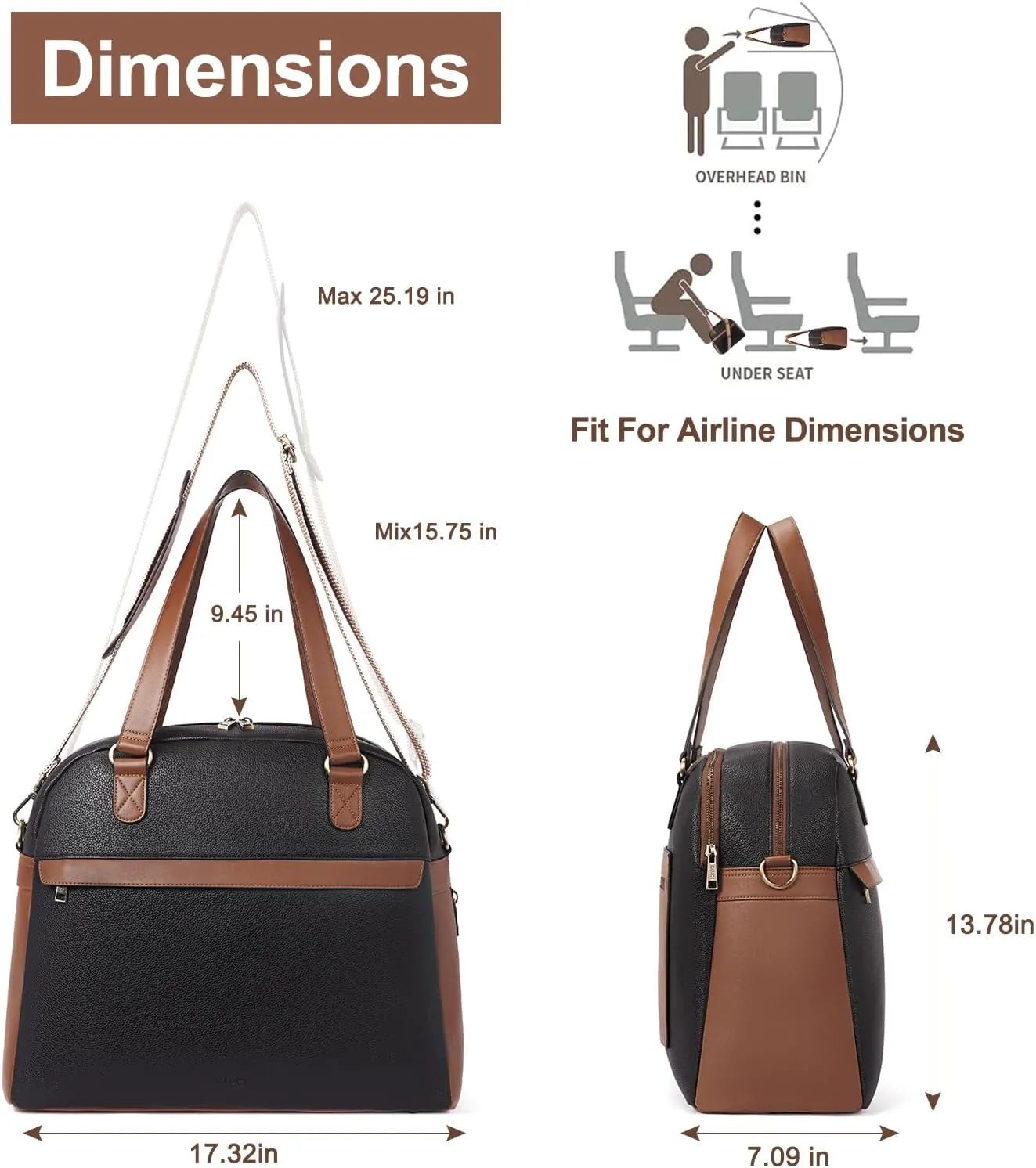 CLUCI Weekender Bag for Women Travel Leather Duffel Bag Carry on Overnight Bag