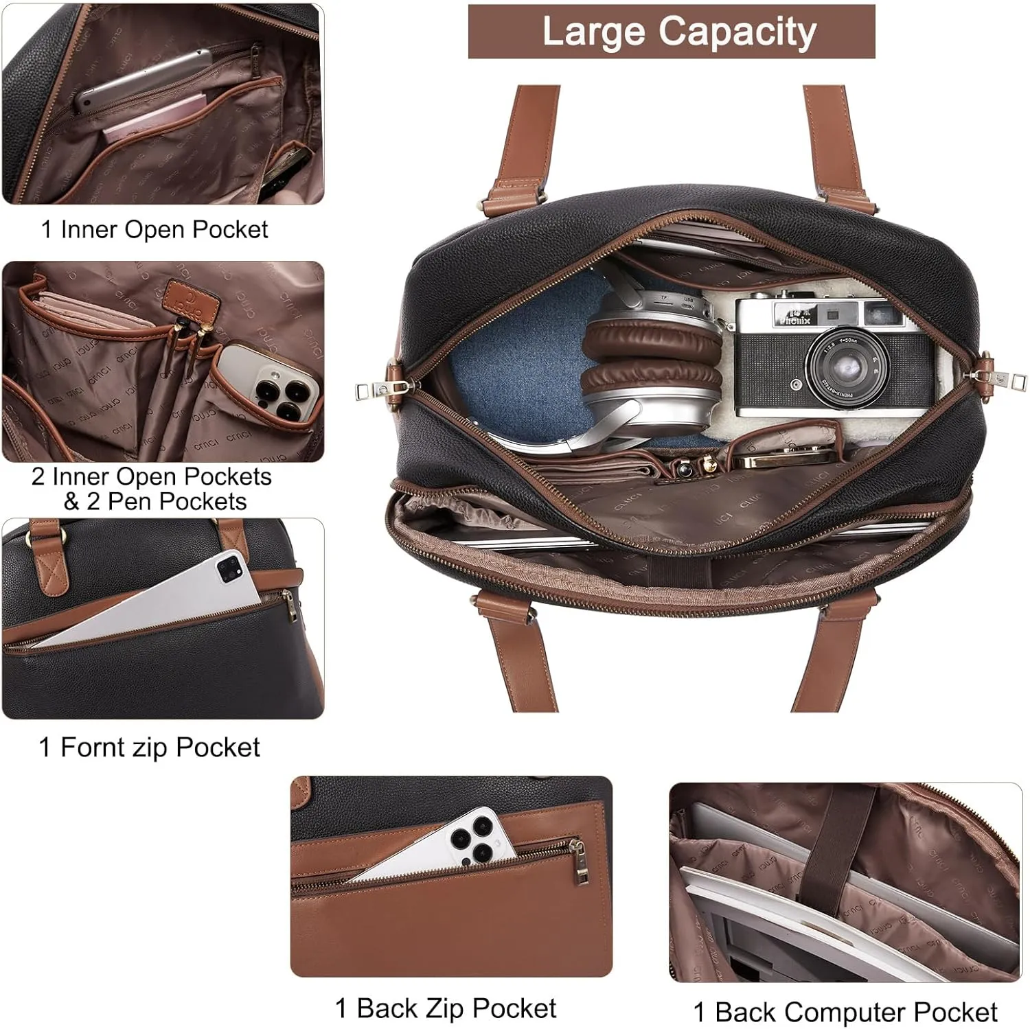 CLUCI Weekender Bag for Women Travel Leather Duffel Bag Carry on Overnight Bag