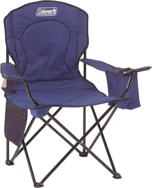 Coleman Portable Quad Camp Chair with 4-Can Cooler, Cushioned Seat & Back with Side Pockets & Cup Holder, Carry Bag Included