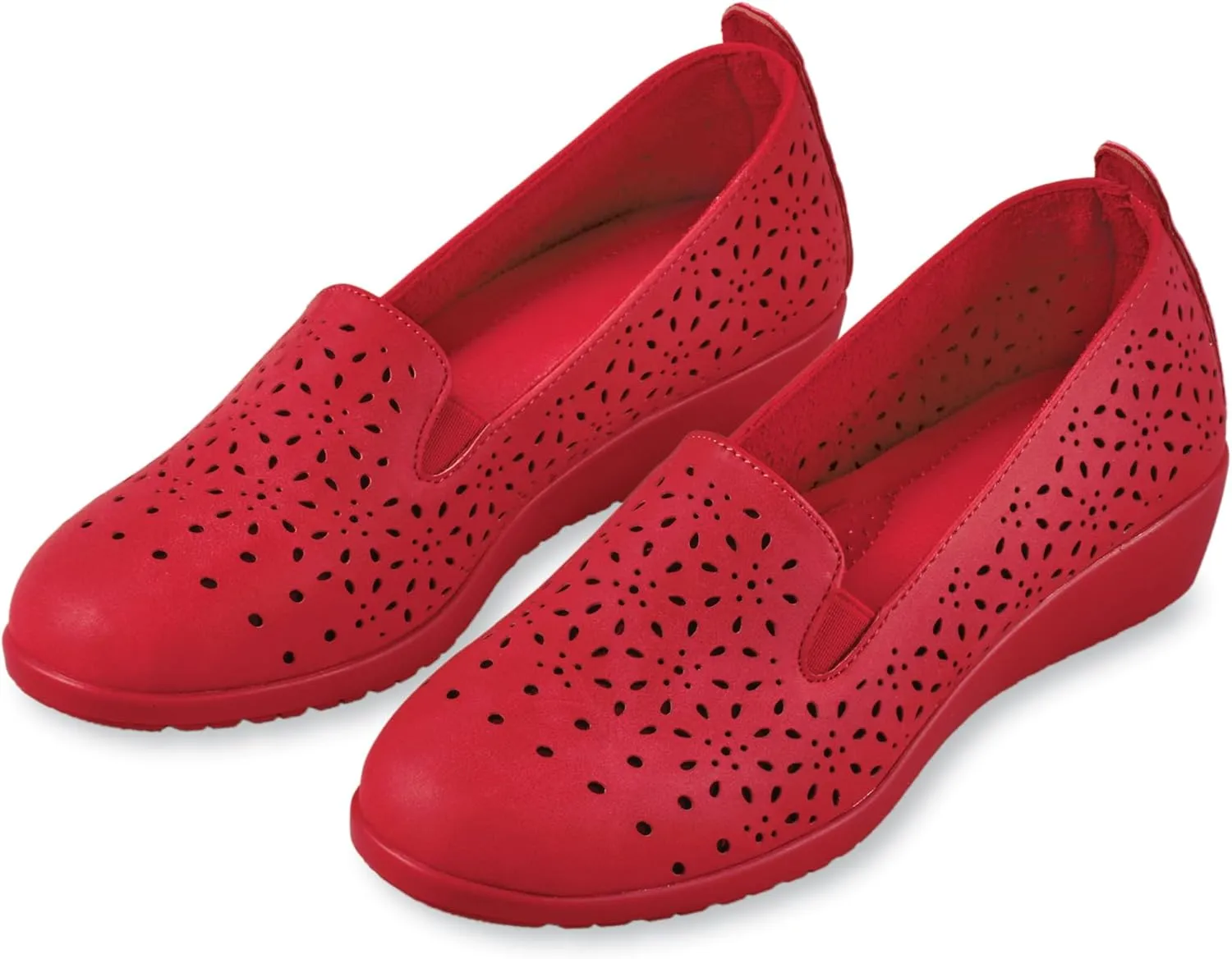 Collections Etc Women's Lazer Cut-Out Slip-on Shoes Navy 6