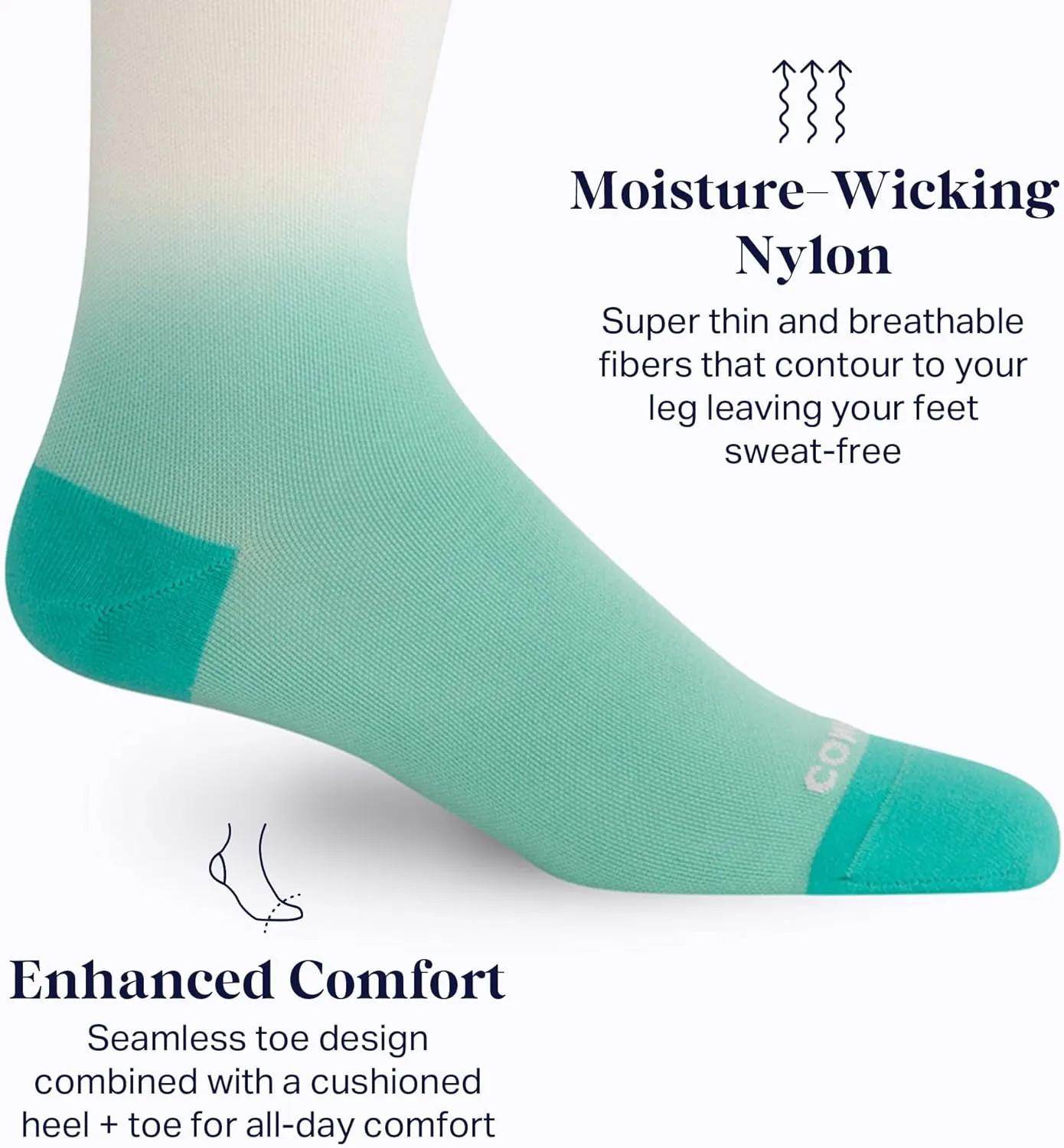 Comrad Nylon Knee High Socks - 15-20mmHg Graduated Compression Socks - Soft & Breathable Support Unisex Socks