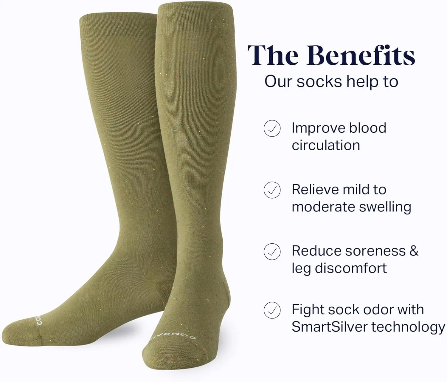 Comrad Recycled Cotton Knee High Socks - 15-20mmHg Graduated Compression Socks - Soft & Breathable Support Socks, Unisex