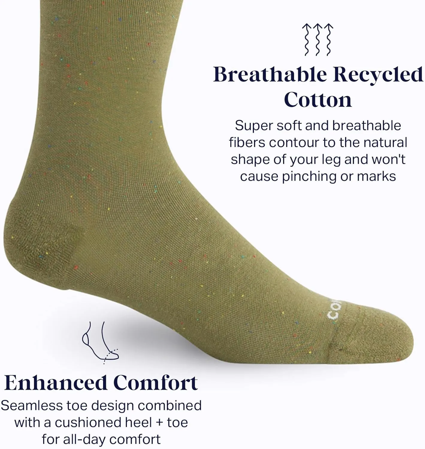Comrad Recycled Cotton Knee High Socks - 15-20mmHg Graduated Compression Socks - Soft & Breathable Support Socks, Unisex