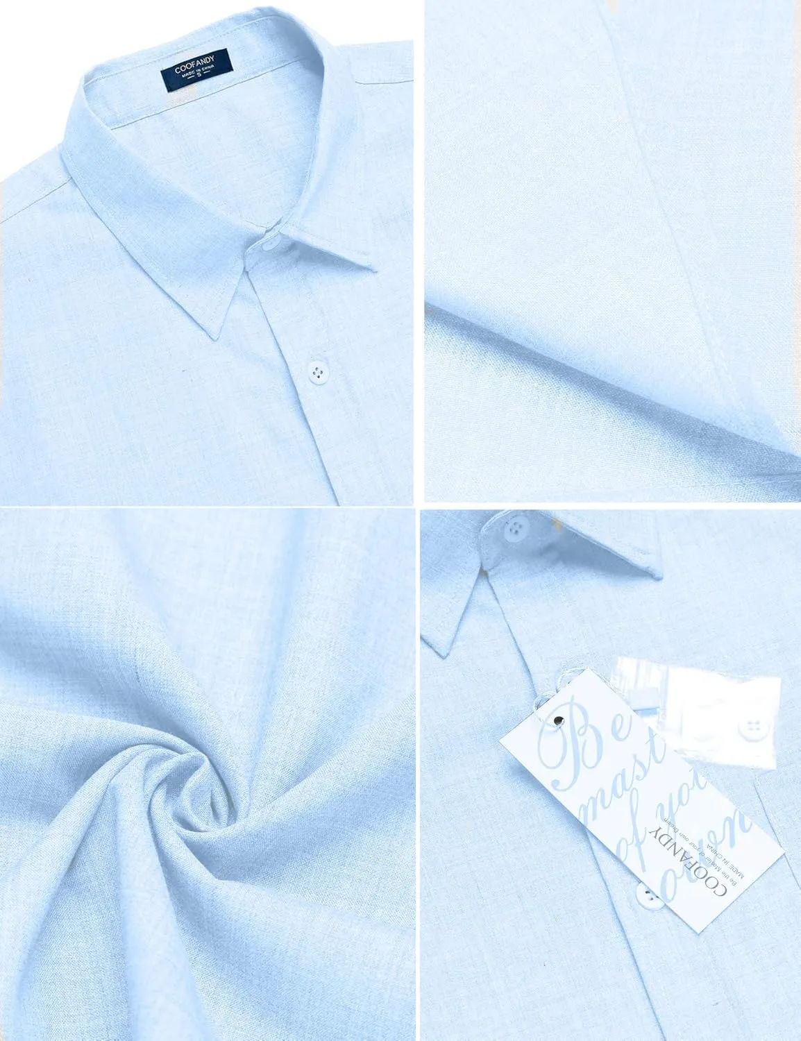 COOFANDY Men's Casual Button Down Shirts Short Sleeve Linen Shirts Summer Beach Dress Shirt