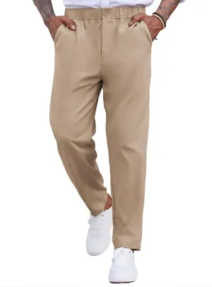 COOFANDY Men's Casual Pants Relaxed Fit Flat Front Expandable Waist Chino Slack Trousers