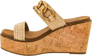 Corkys Footwear On Vacay 3.75-Inch Wedges - Two Strap Slip-on Cork Wedge With Chunky Chain Detail - Where Comfort Meets Chic with Cushioned EVA Insoles
