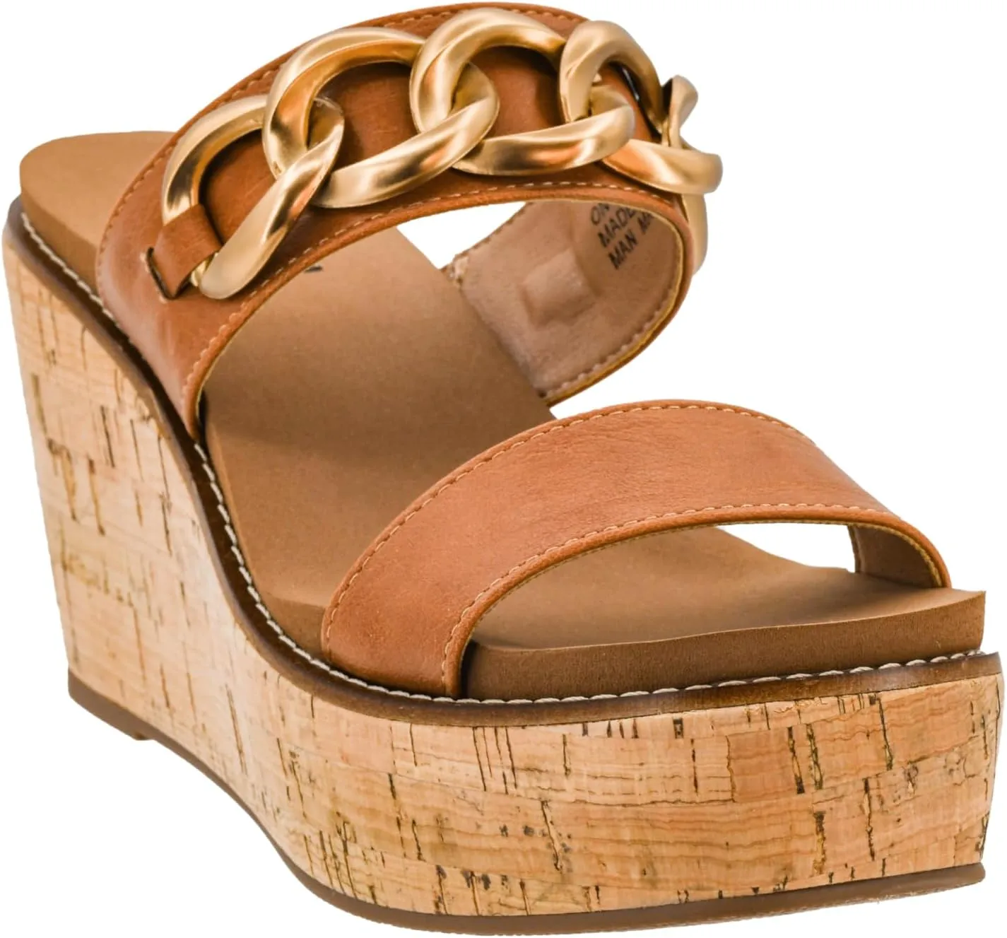 Corkys Footwear On Vacay 3.75-Inch Wedges - Two Strap Slip-on Cork Wedge With Chunky Chain Detail - Where Comfort Meets Chic with Cushioned EVA Insoles