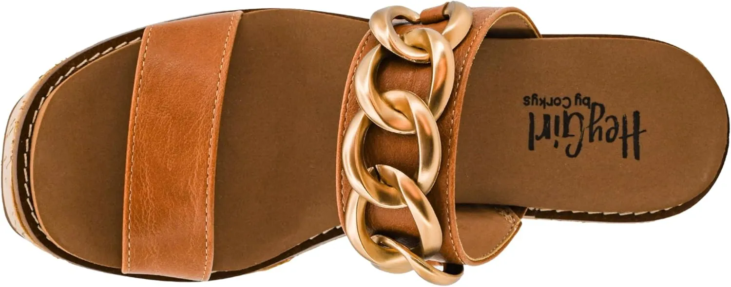 Corkys Footwear On Vacay 3.75-Inch Wedges - Two Strap Slip-on Cork Wedge With Chunky Chain Detail - Where Comfort Meets Chic with Cushioned EVA Insoles