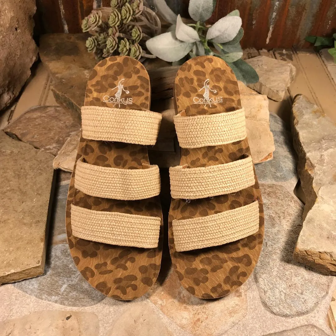 Corkys Natural Woven Leopard Sandal