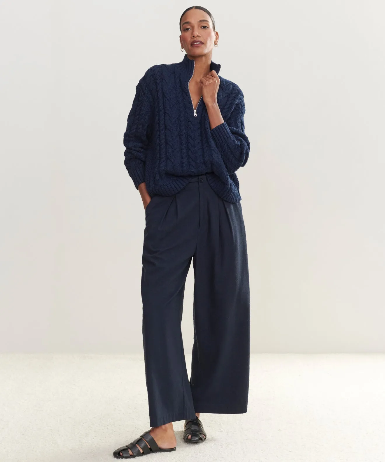Cotton Cable Half Zip