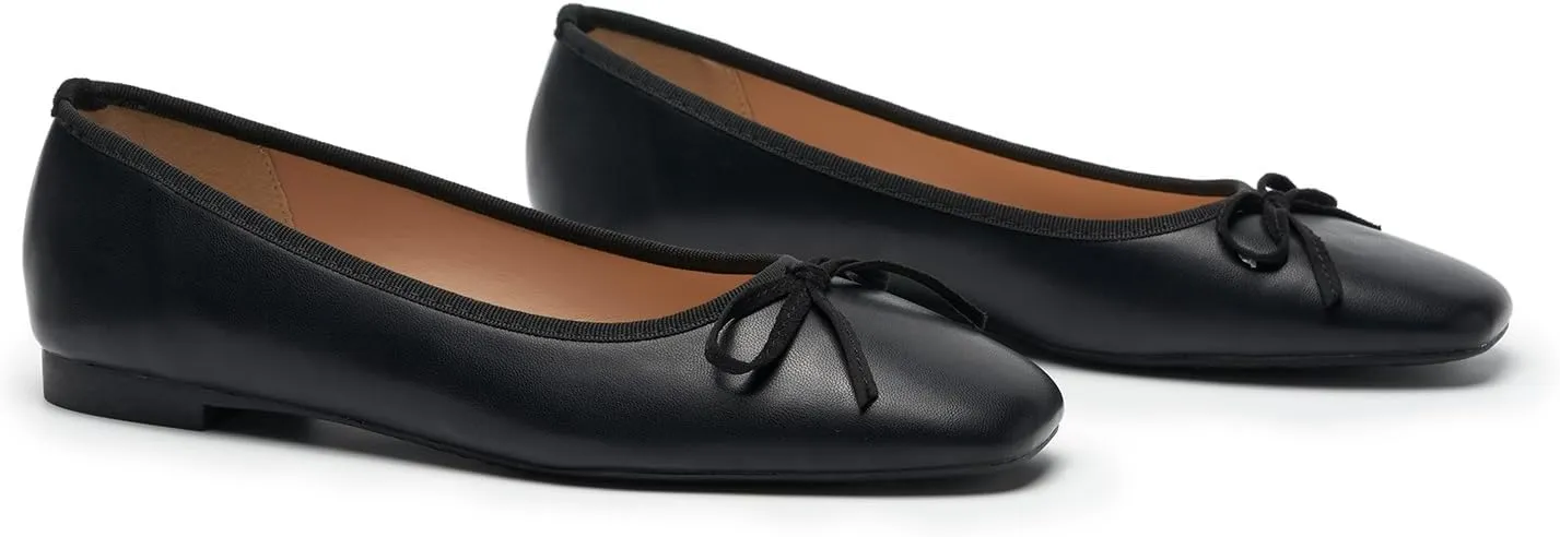 C.Paravano Women's Ballet Flats, Comfortable Slip On Round Toe Flat Shoes, Casual Walking Shoes for Women, Slip-On Bow Dressy Flats for Work Office & Wedding Party