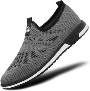 Cubicbee Men's Mesh Knit Slip On Casual Loafers Breathable Stretch Mesh Flat Walking Beach Shoes Lightweight Slip-Resistant Fashion Sneakers