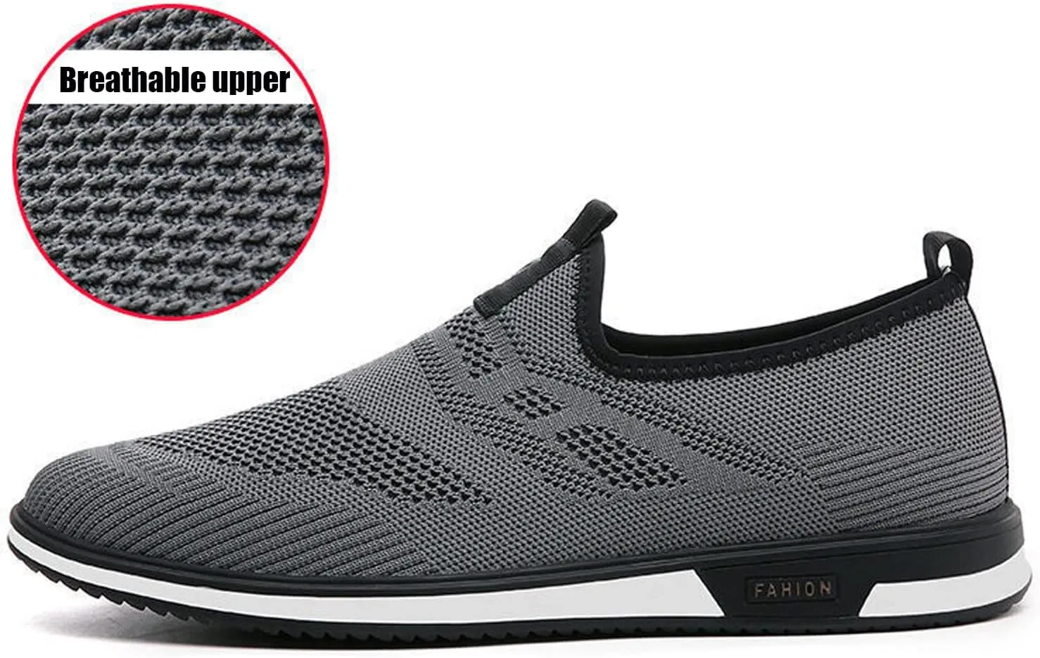 Cubicbee Men's Mesh Knit Slip On Casual Loafers Breathable Stretch Mesh Flat Walking Beach Shoes Lightweight Slip-Resistant Fashion Sneakers
